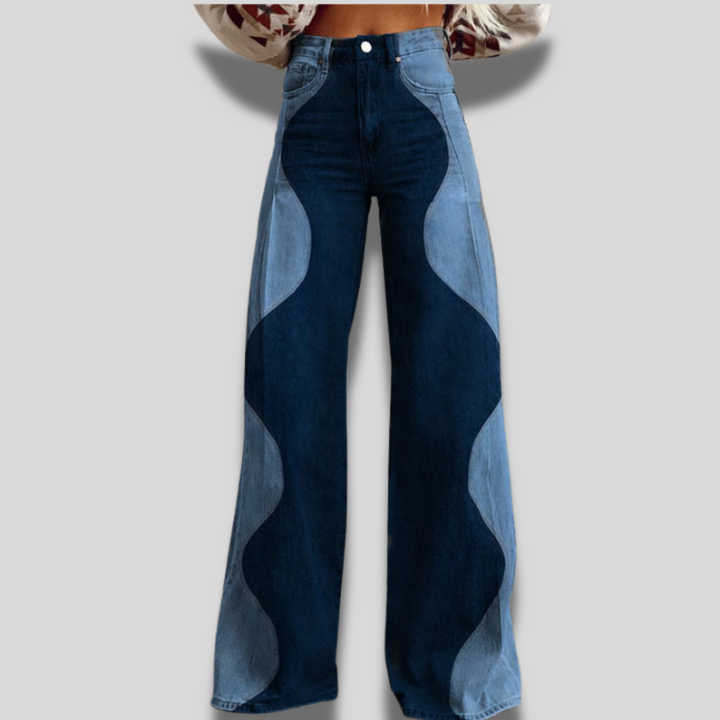 Kimberly | Curved Panel Wide-Leg Jeans