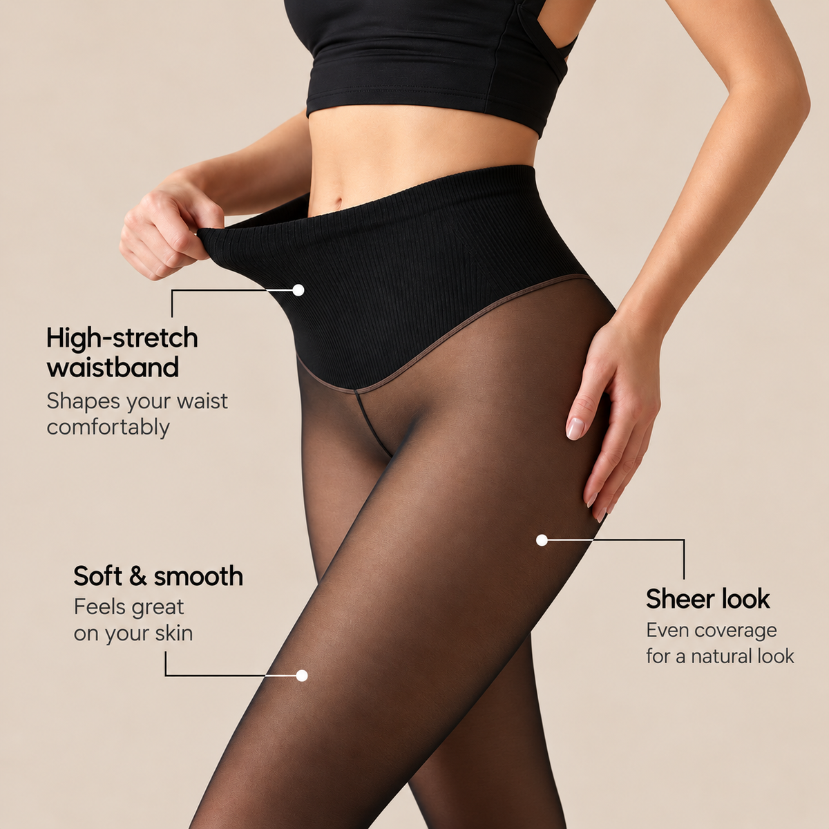 Sheer Illusion Fleece-Lined Tights