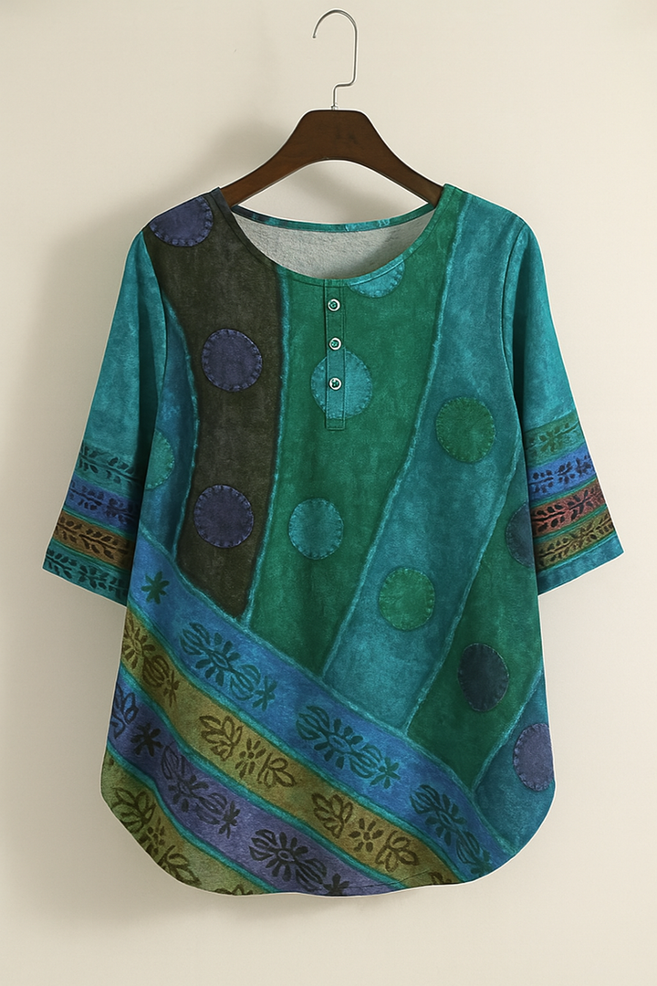 Amara | Boho Patchwork Blouse