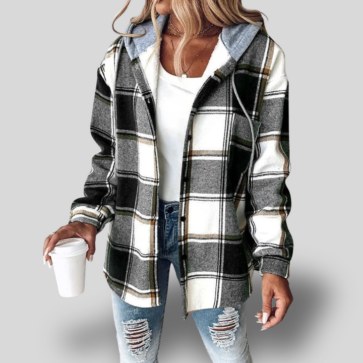 Bella | Cozy Hooded Plaid Jacket